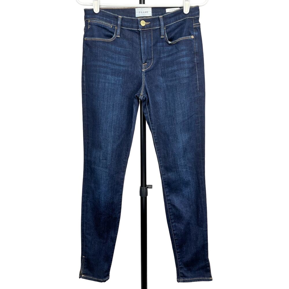 Frame Le High Dark Wash Skinny Jeans Size 26 Classic Casual Basic Minimalist